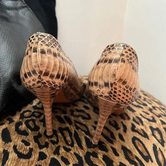 Jimmy Choo Brown Snakeskin Heels - Picture 5 of 6